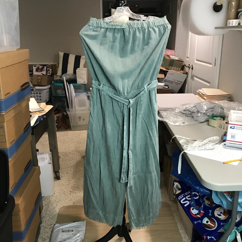Women's Green Cloth & Stone Strapless Jumpsuit Size S